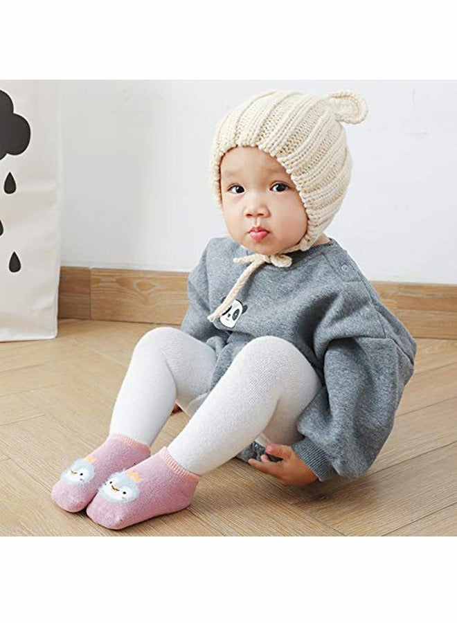 Baby Anti Slip Non Skid, Low Cut Socks No-Show Infant Cotton Cartoon Warm Slippers Floor Boat Ankle Socks - 6Pairs