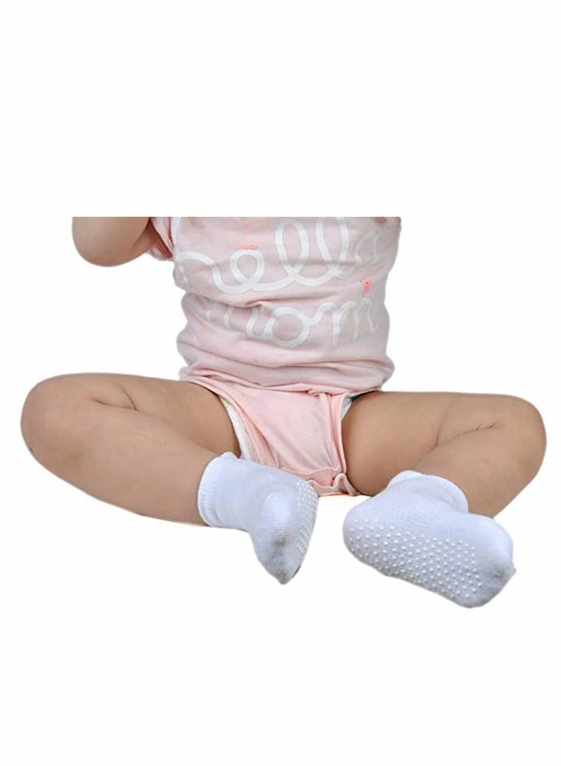 Baby Non Skid Socks Cotton Half Cushion Grip Ankle Infants and Toddlers with Soles