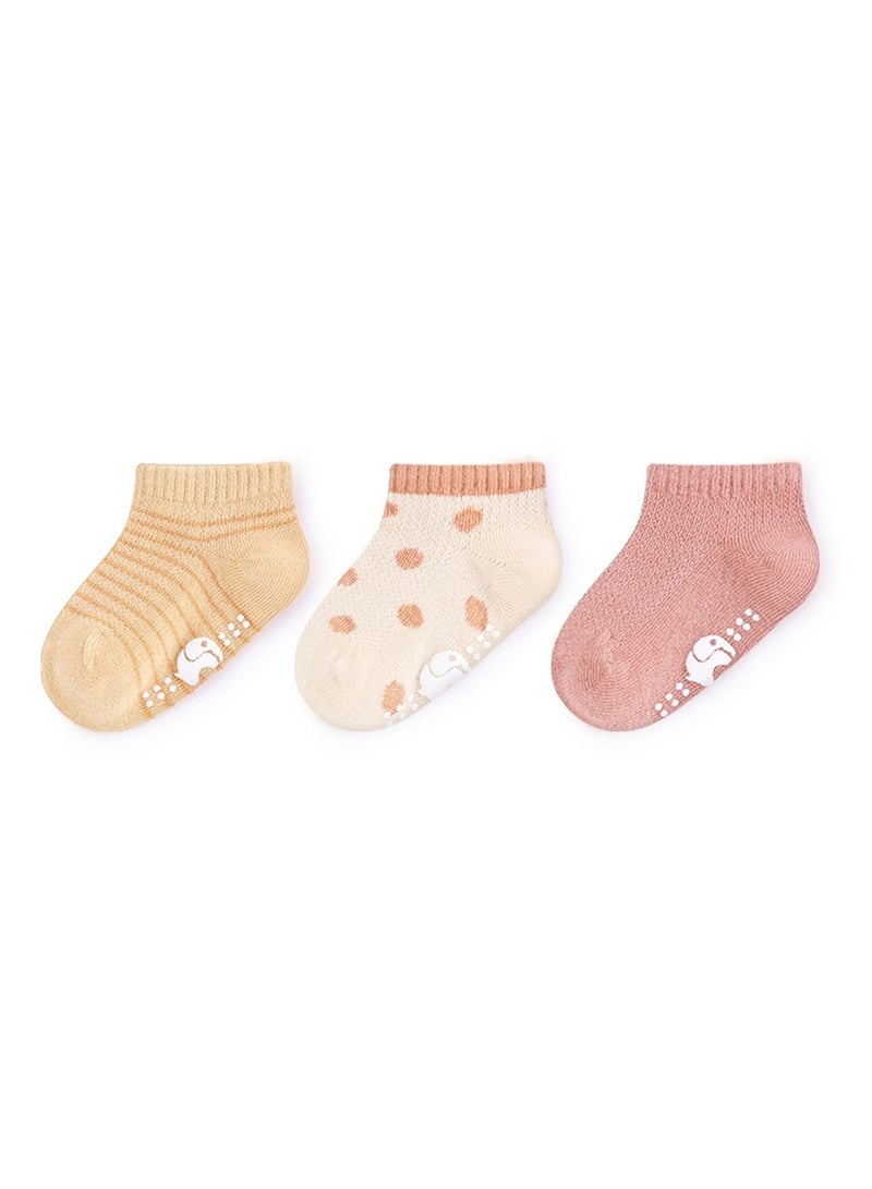 3 pairs of baby socks thin cute cartoon non-slip cotton socks