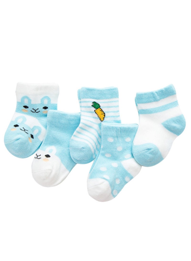 5 pairs of baby socks cute cartoon socks sweat-absorbent and breathable cotton socks