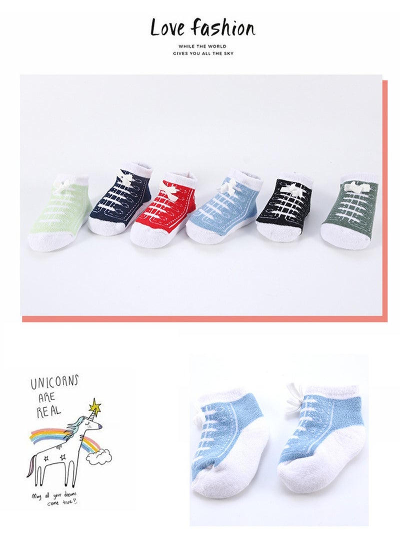 6 pairs of baby socks creative sneaker style baby socks