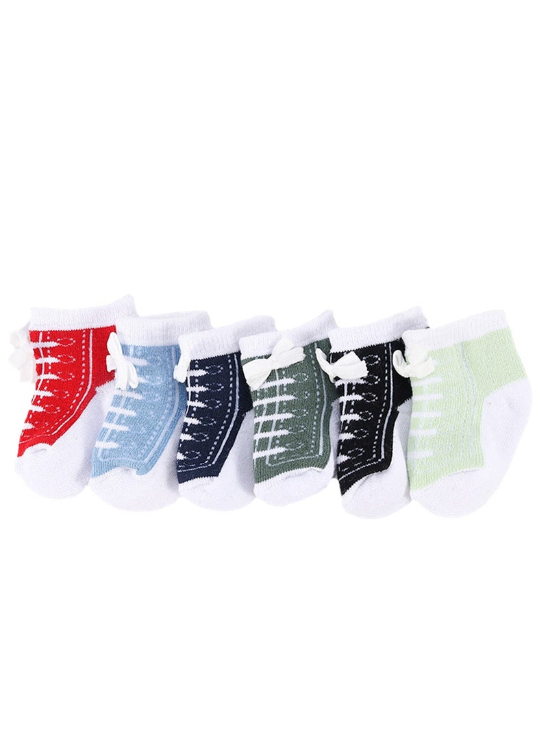 6 pairs of baby socks creative sneaker style baby socks