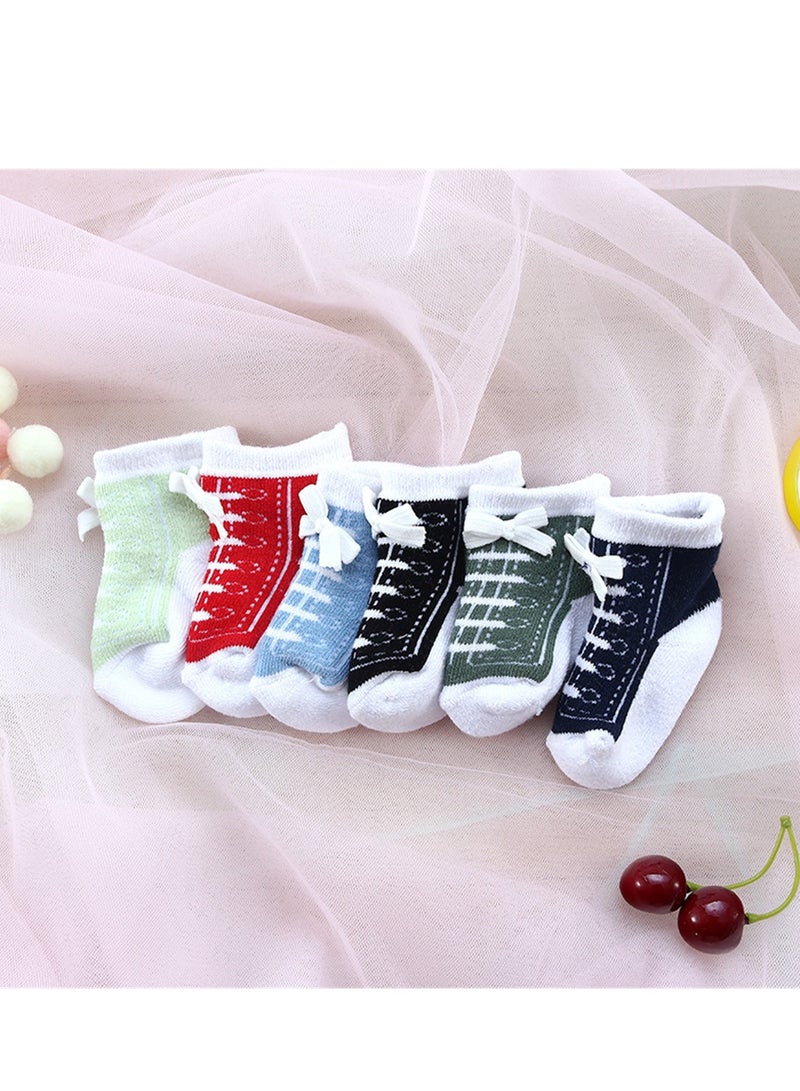6 pairs of baby socks creative sneaker style baby socks