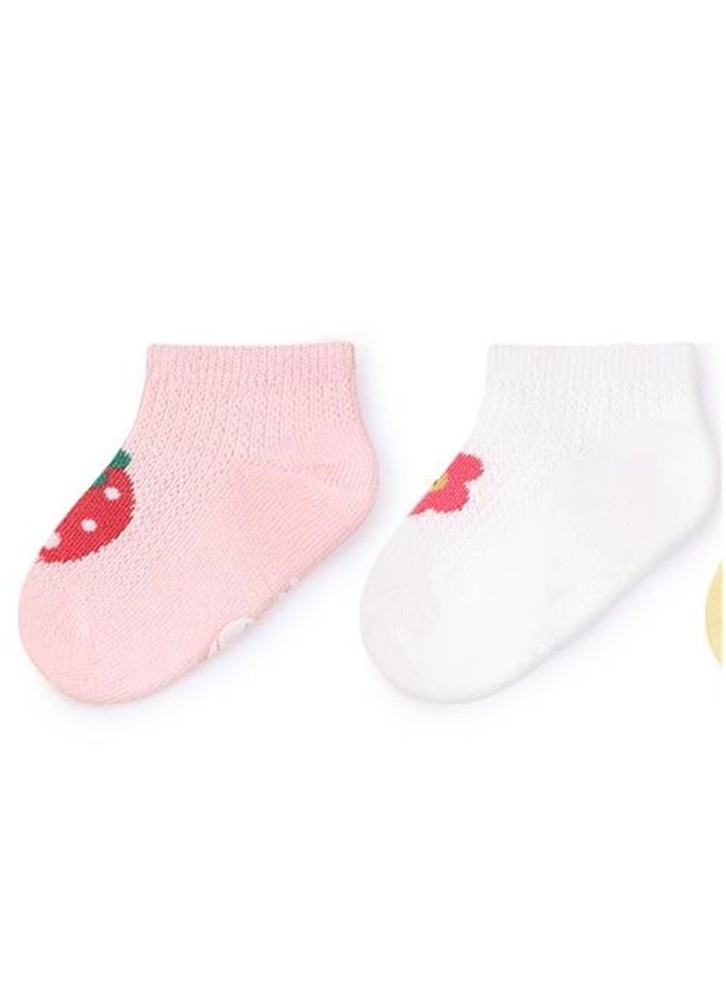 3 pairs of baby socks thin cute cartoon non-slip cotton socks