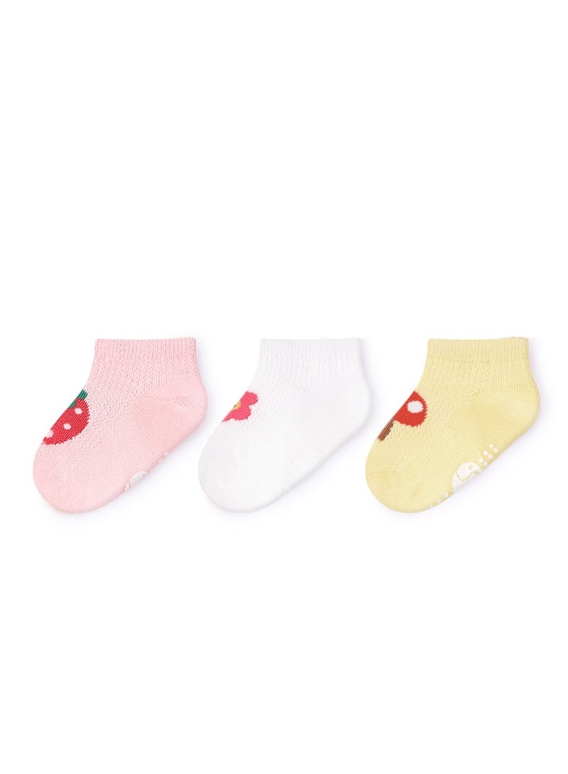 3 pairs of baby socks thin cute cartoon non-slip cotton socks