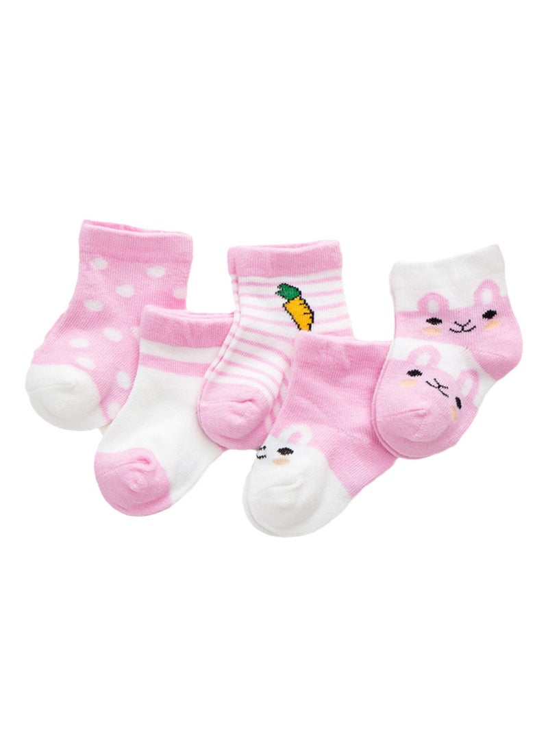 5 pairs of baby socks cute cartoon socks sweat-absorbent and breathable cotton socks