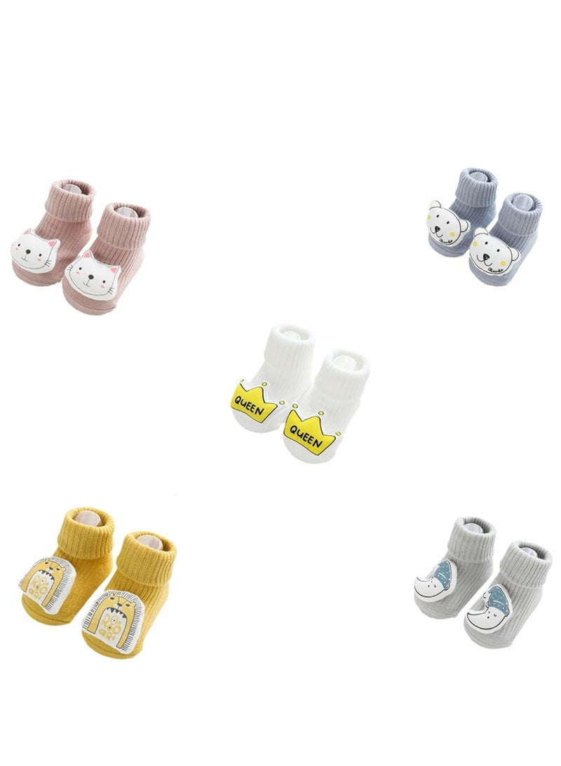 5 pairs of three-dimensional cartoon doll baby socks non-slip baby socks children's floor socks learning to walk socks