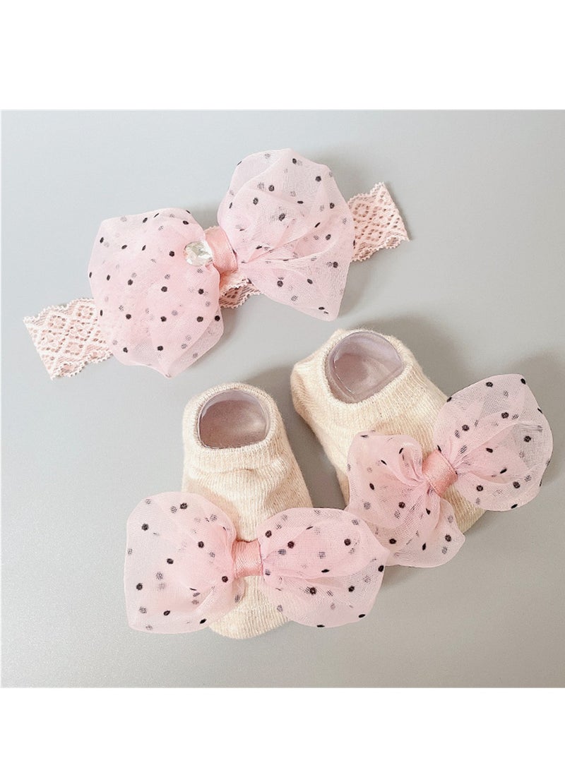 3PCS Baby Headband Sock Gift Box Set Full Moon 100th Birthday Gift Pink