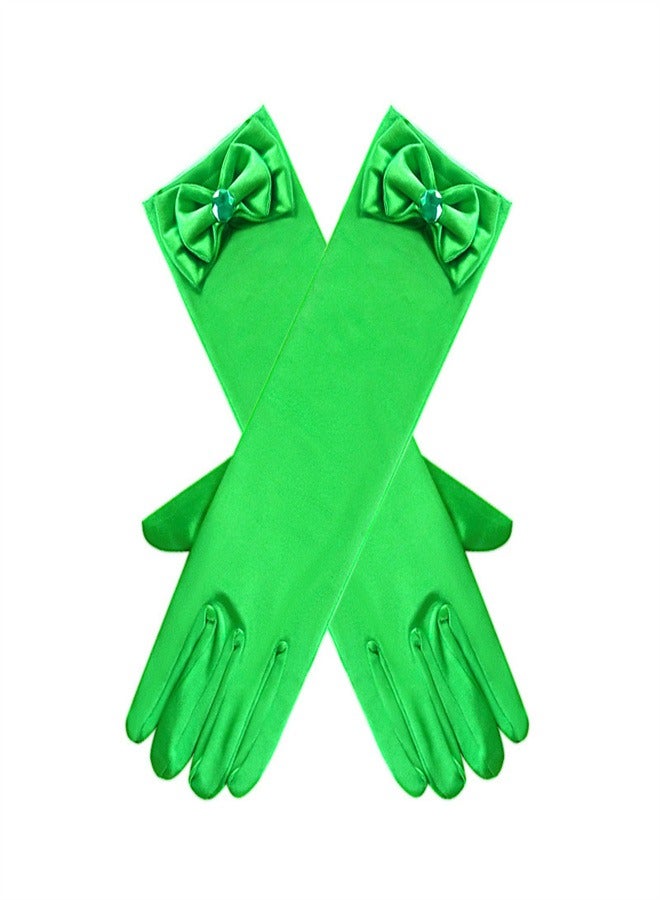 Girls' Spring and Autumn Long Gloves Green