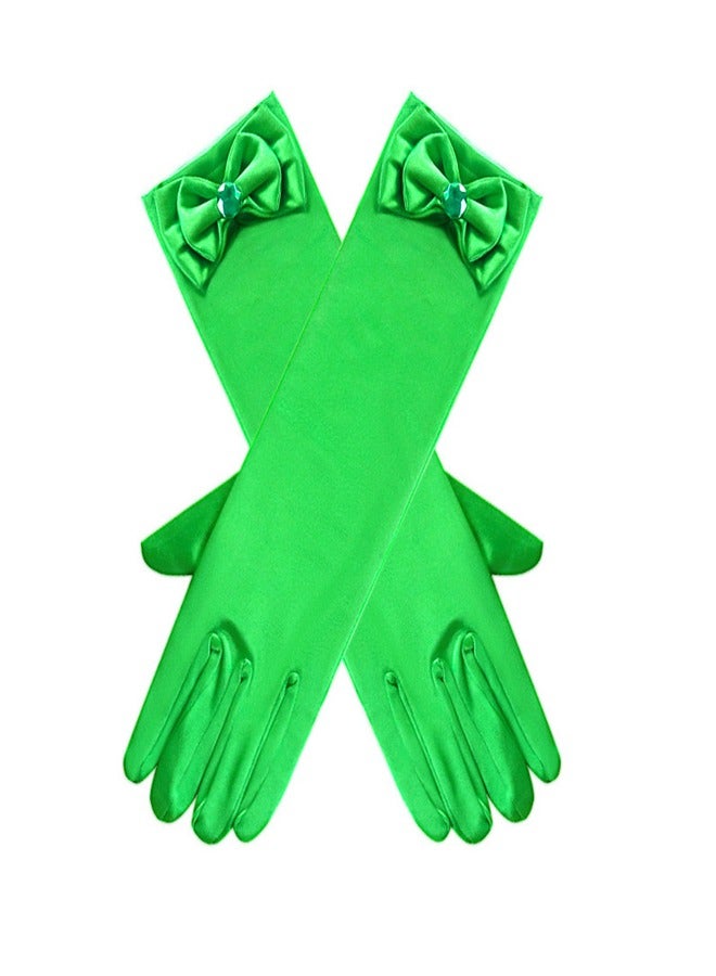 Girls' Spring and Autumn Long Gloves Green