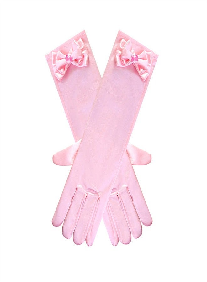 Girls' Spring and Autumn Long Gloves Pink