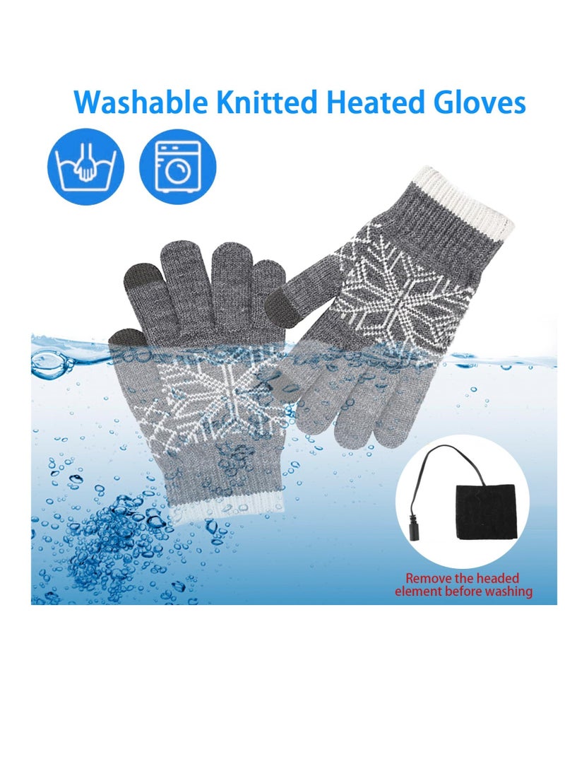 USB Heated Gloves, Winter Warm Heating Gloves, Washable Touchscreen Electric Warm Gloves, Knitted Heated Gloves, for Men Women Indoor Outdoor