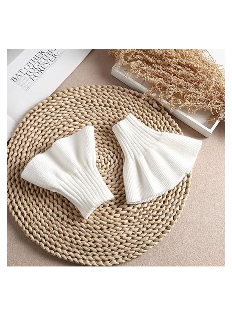 2 Pair Winter Knitted Wrist Cuffs Pleated Horn Cuffs Bracelet Detachable Fake Sleeves False Cuffs Costume Accessory