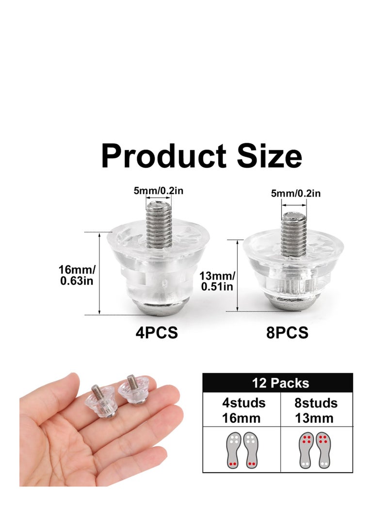 12 Pcs Football Boots Studs Replacement, 2 Sizes Transparent Replacement Soft Ground Studs Thumb Studs, Rubber Studs Football Studs Plastic Nylon Rugby Studs, Replacement for Men Boy Kids Adults Shoes
