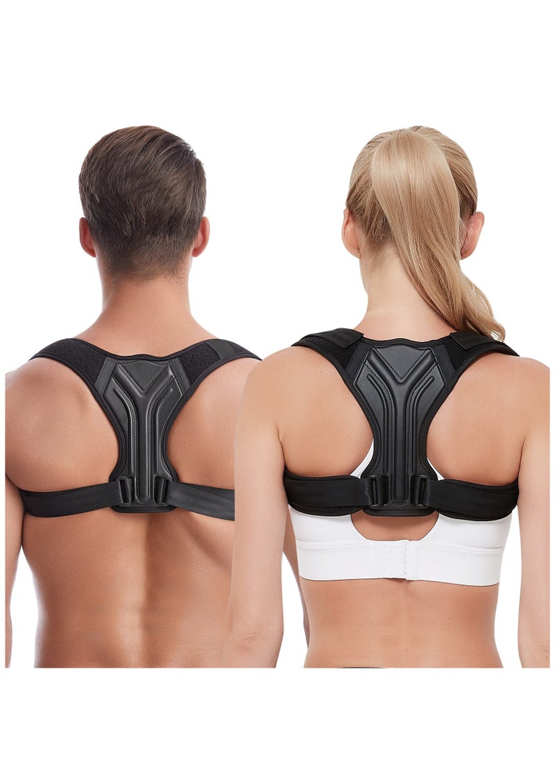 Back Correction Strap, Adjustable Posture Corrector Spine Straightener for Relief of Neck Shoulder Pain Develop Good Seated Standing for Men Women Elderly Teens (1PCS Black,L)