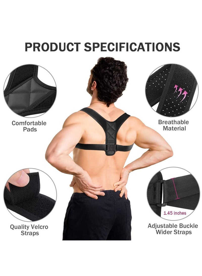 Adjustable Posture Corrector Spinal Support Physical Therapy Posture Brace for Men or Women Shoulder and Neck Pain Relief Spinal Cord Posture Support Black