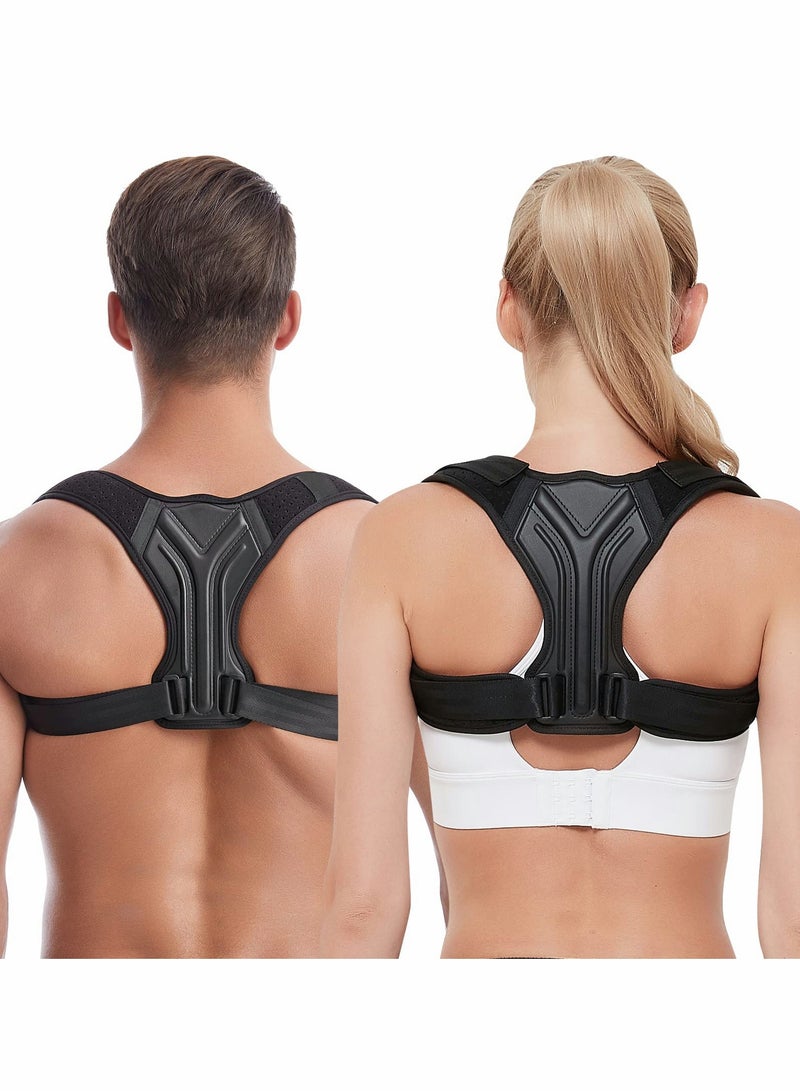 Back Correction Strap, Adjustable Posture Corrector Spine Straightener for Relief of Neck Shoulder Pain Develop Good Seated Standing for Men Women Elderly Teens (Black, S)