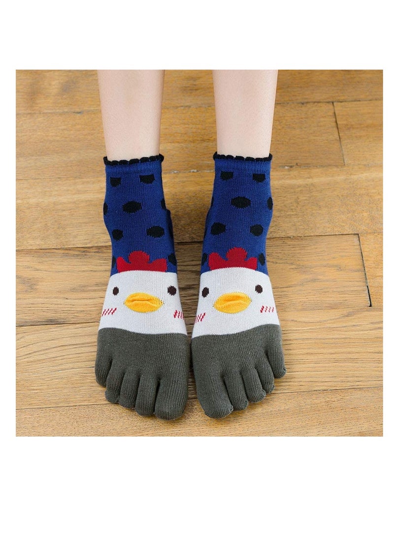 Womens Toe Socks Ladies Five Finger Cotton Socks, Funny Cute Cat Animal Ankle Novelty Sports with Toe, Christm as socks(4 Pairs)