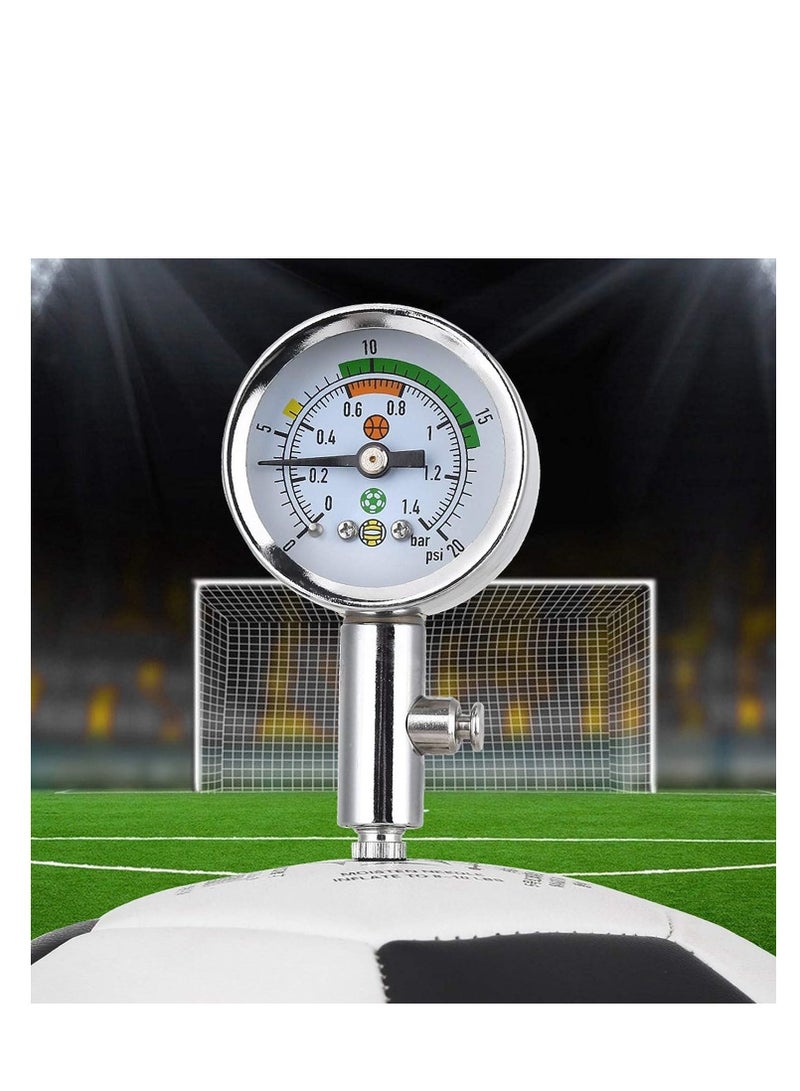 Air Pressure Gauge for Balls, 0-20 psi Mini Gauge Ball Pressure Tool Air Gauge, Portable Test Adjust The Pressure for Basketball Football Volleyball, 1 Pcs