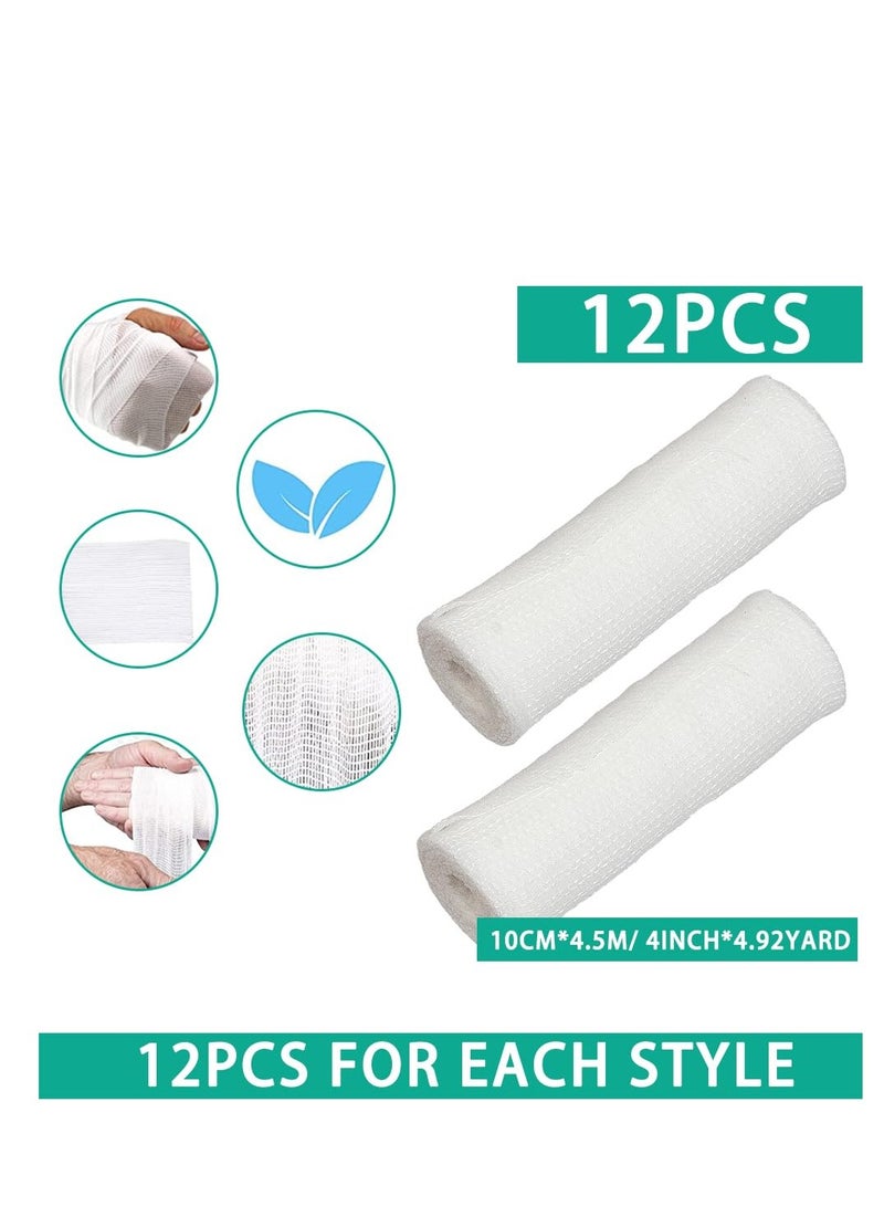 Gauze Rolls Bandages 4 Inch x 4.9 Yards Breathable Gauze Wrap Conforming Stretch Gauze Bandage for First Aid Wound Care 10 Pack