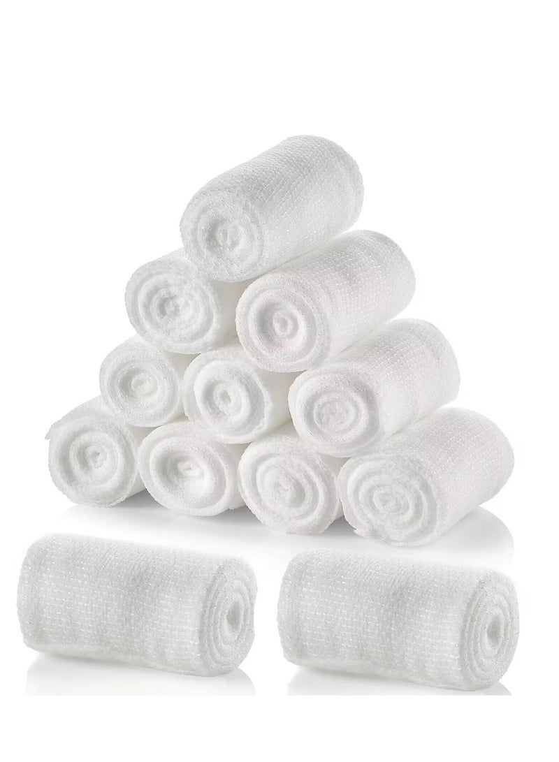 Gauze Rolls Bandages 4 Inch x 4.9 Yards Breathable Gauze Wrap Conforming Stretch Gauze Bandage for First Aid Wound Care 10 Pack