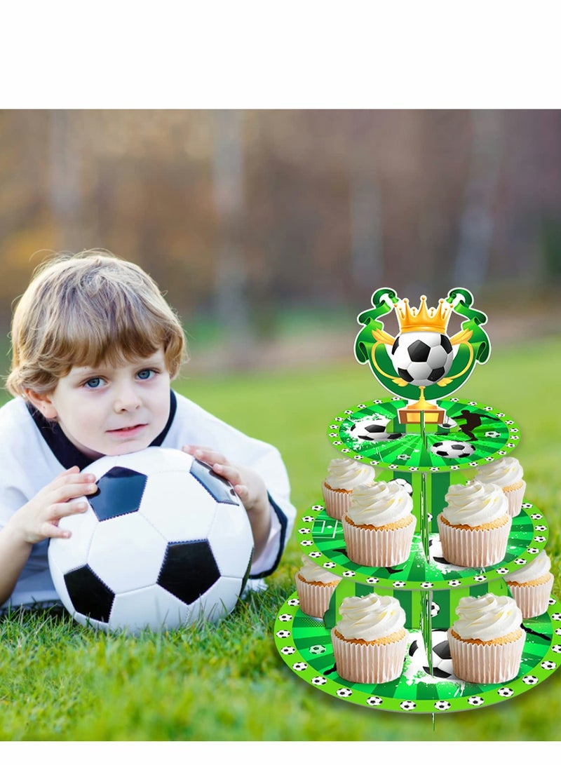 Soccer Themed Birthday Party Supplies, World Cup 2022, Decorations, 3 Tier Cardboard Cupcake Stand, Cake Topper Sports Theme Supplies for Teenagers