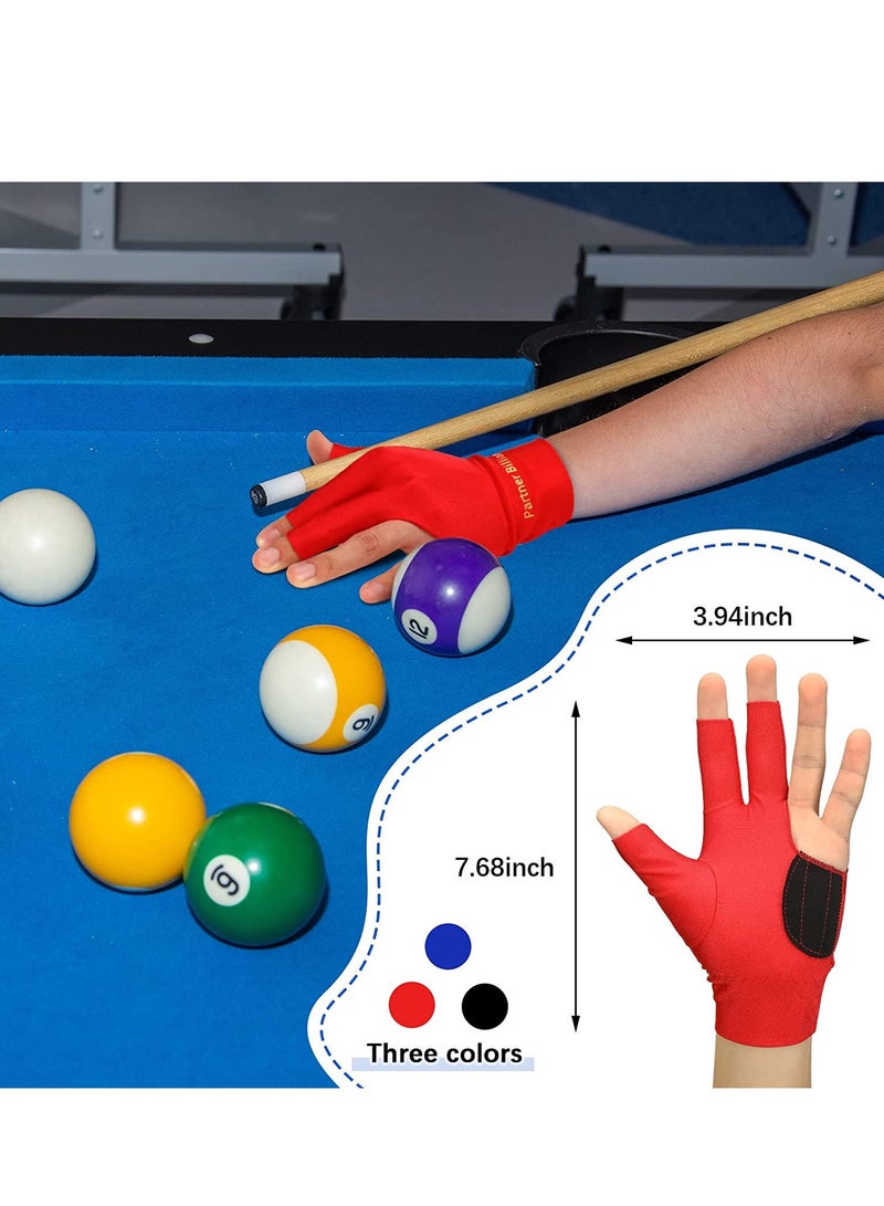 Billiard Pool Gloves Breathable and Comfortable Fits on Left Hand Glove Elastic Shooters Snooker Cue Sports Show Pool Gloves  for Snooker Cue Sport, for Women and Men 9Pcs