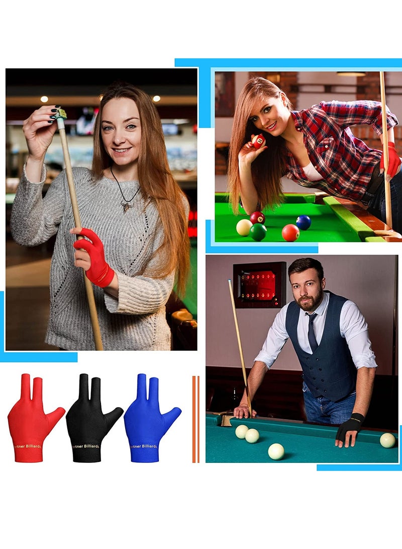 Billiard Pool Gloves Breathable and Comfortable Fits on Left Hand Glove Elastic Shooters Snooker Cue Sports Show Pool Gloves  for Snooker Cue Sport, for Women and Men 9Pcs