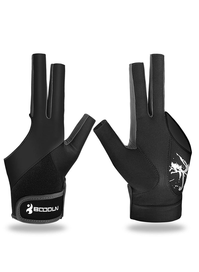 Billiard Pool Gloves for Left Hand 3 Finger, Splicing Process, Breathable Billiard Pool Gloves,Snooker Cue Sport Glove Show Gloves Popular Sizes for Men & WomenBilliard Shooters Sports Accessories