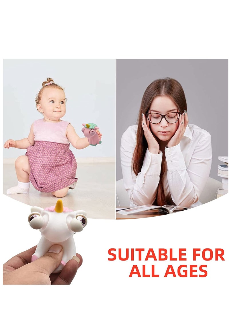 Unicorn Squishy Stress Balls Toy, 3 PCS Funny Squeeze Toys,Eye Popping Relief Hand Fidget Sensory Toy,Cute with Pop Out Eyes Ideal Party Favor Anti-Anxiety Office Desk Toys