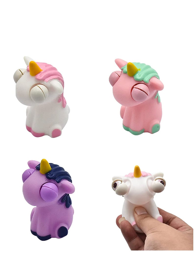Unicorn Squishy Stress Balls Toy, 3 PCS Funny Squeeze Toys,Eye Popping Relief Hand Fidget Sensory Toy,Cute with Pop Out Eyes Ideal Party Favor Anti-Anxiety Office Desk Toys