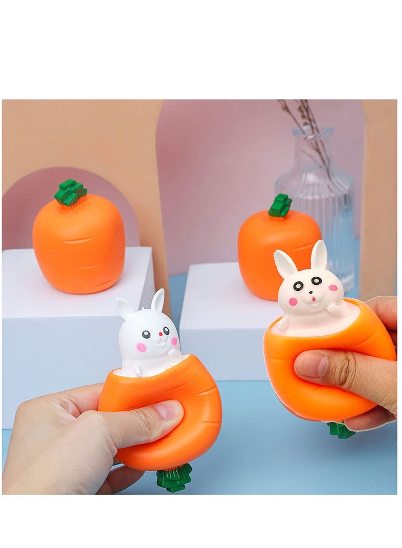 Sensory Fidget Toys Squeeze Carrot Rabbit Toys Pop Up Squishy in Stress Relief Decompression Exhaust Toy for Children and Adults (3 Pieces/Set)