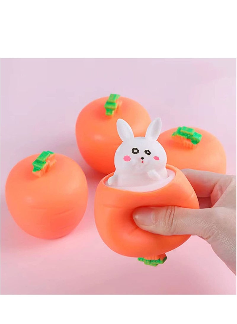 Sensory Fidget Toys Squeeze Carrot Rabbit Toys Pop Up Squishy in Stress Relief Decompression Exhaust Toy for Children and Adults (3 Pieces/Set)