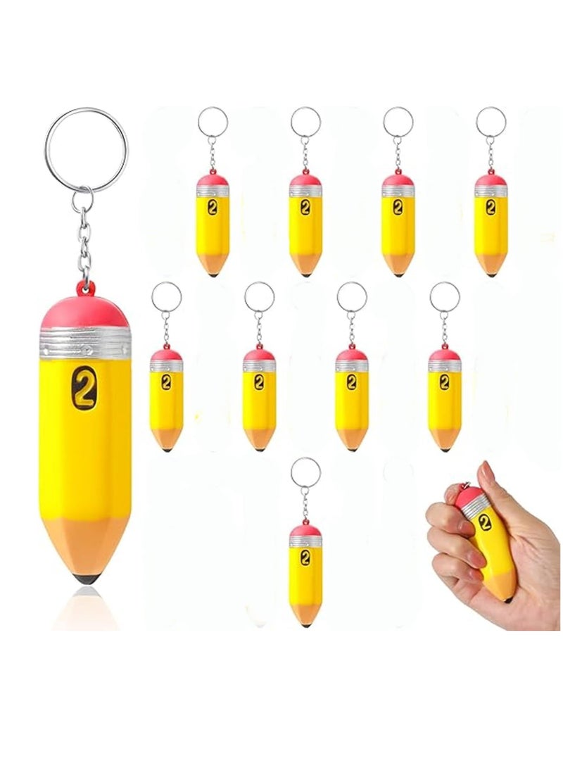 Stress Relief Squishy Toys - 10 Pcs Foam Squeeze Pencil Keychains for Children, Anxiety Reduction, Sensory Play, and Tension Relief for Adults - Great for Autism and ADHD