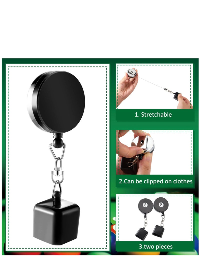 Billiards Snooker Pool Cue Chalk Holder 2 Pieces Retractable Snooker Practical Tool with Belt Clip for Billiards Chalk Tip Holder
