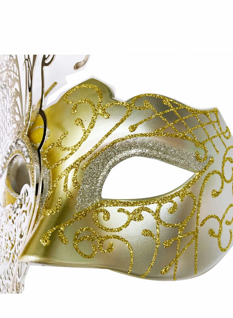 Masquerade Mask for Women, 2 Pack Mysterious Venetian Butterfly Lady  Party Evening Prom Ball Costumes Accessory, Gold