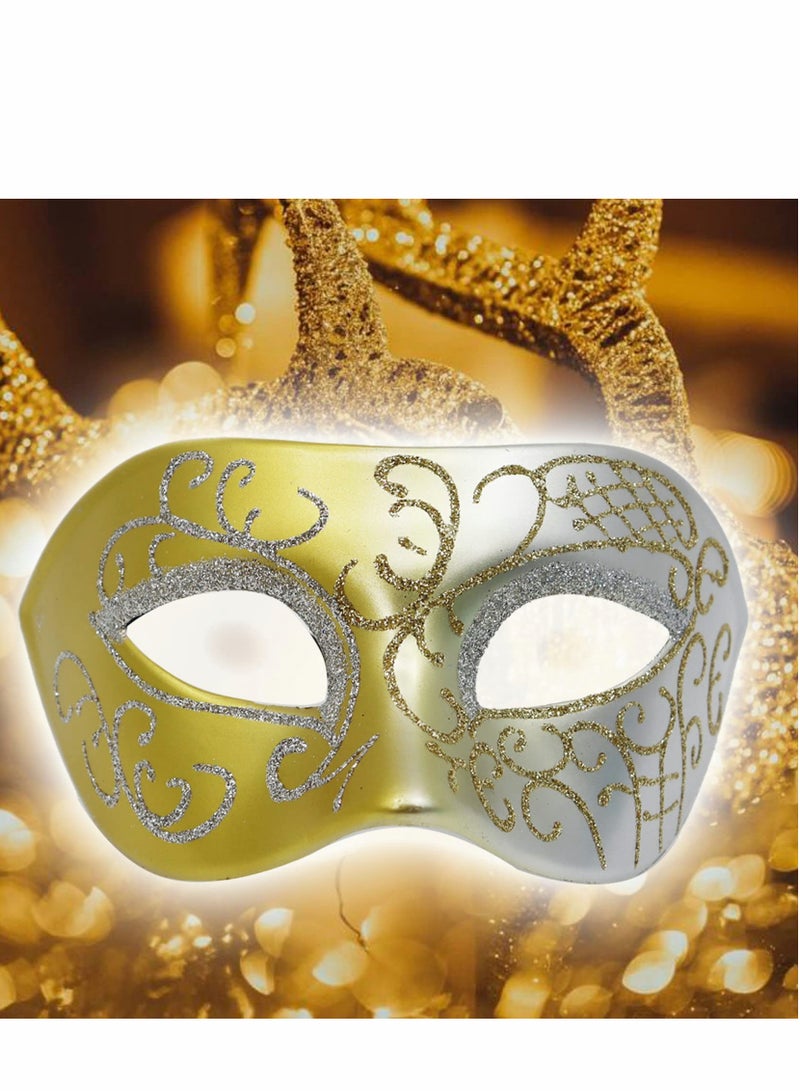 Masquerade Mask for Women, 2 Pack Mysterious Venetian Butterfly Lady  Party Evening Prom Ball Costumes Accessory, Gold