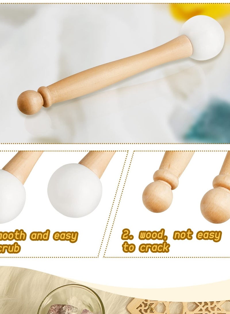 Singing Bowl Mallet Set, Includes Crystal Bowl Rubber Mallet Striker and O Rings, 2 Rubber Head Wood Handle Mallets, and 2 Rubber O Rings for Crystal Singing Bowl Sound Meditation