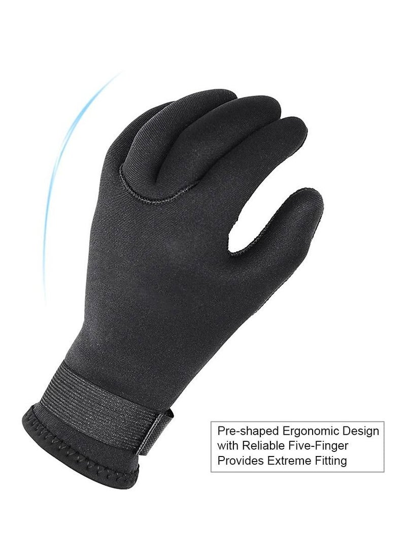 Water Gloves, 3mm & 5mm Neoprene Five Finger Warm Wetsuit Winter Gloves for Scuba Diving Snorkeling Paddling Surfing Kayaking Canoeing Spearfishing Skiing