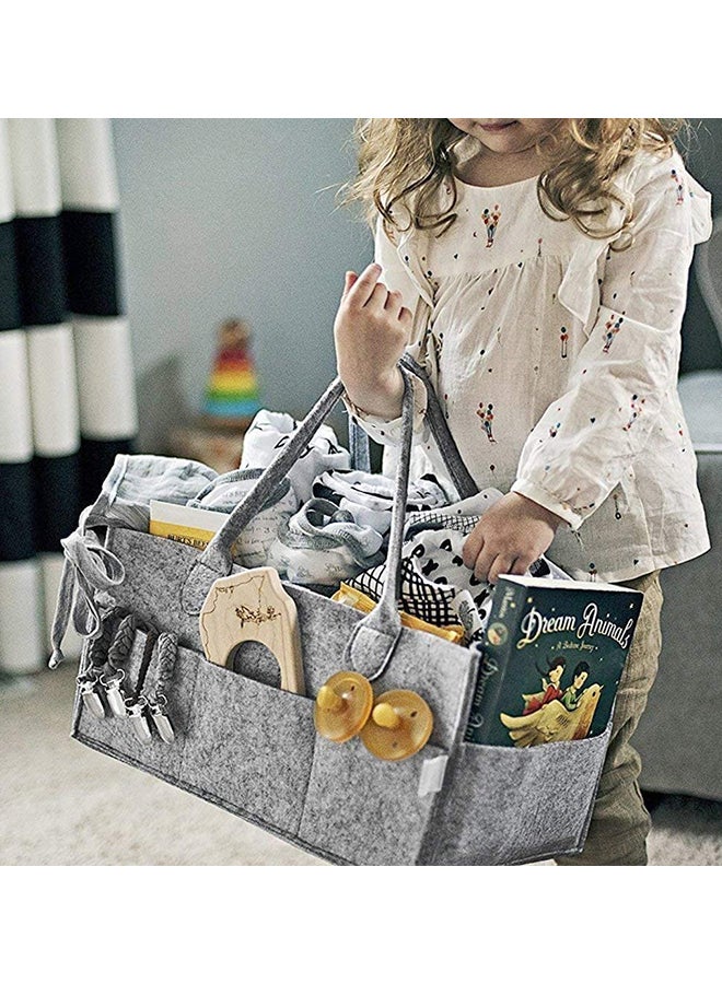 Baby Changing Diaper Organizer Basket Nursery Diapers Table Caddy Bag -Grey