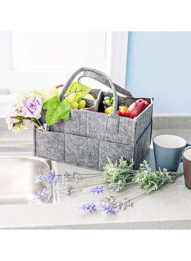 Baby Changing Diaper Organizer Basket Nursery Diapers Table Caddy Bag -Grey