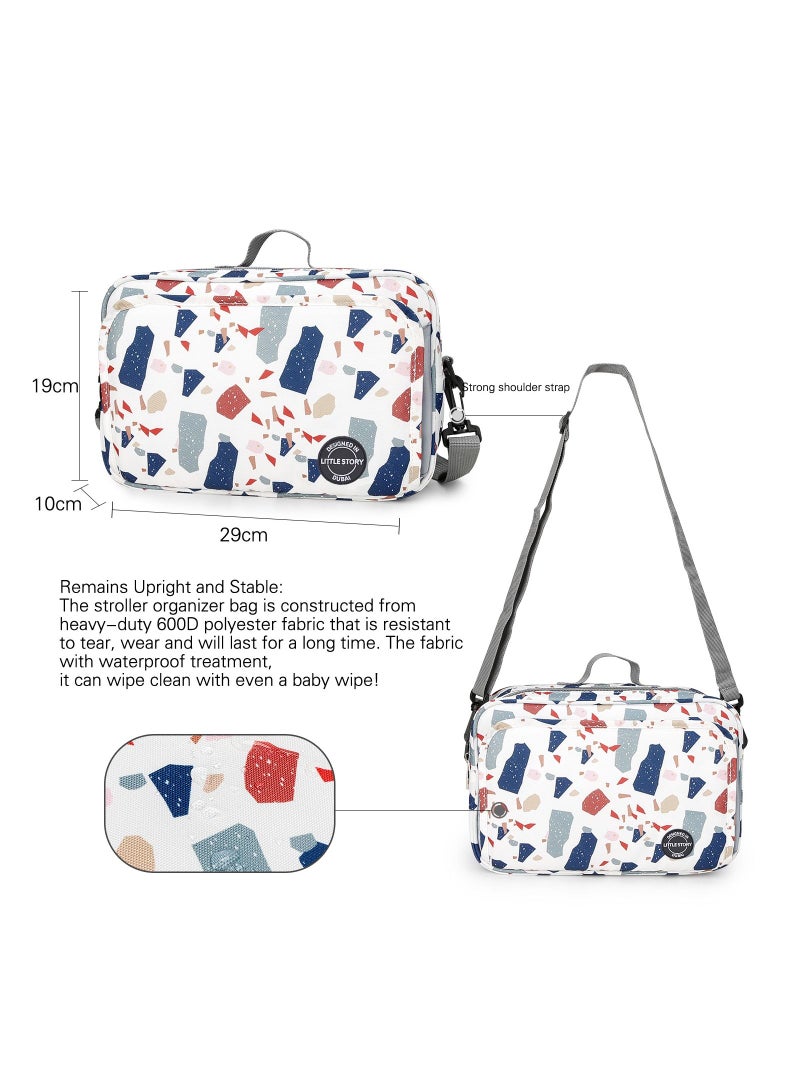 Baby Diaper Changing Clutch Kit With Detachable Shoulder Strap - Geo White