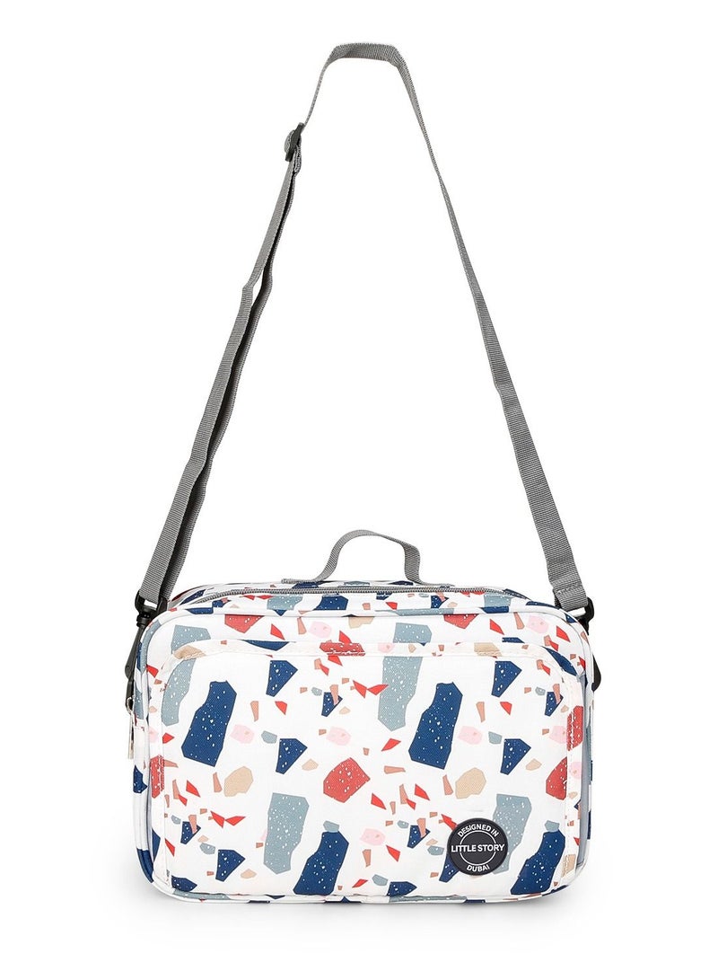 Baby Diaper Changing Clutch Kit With Detachable Shoulder Strap - Geo White