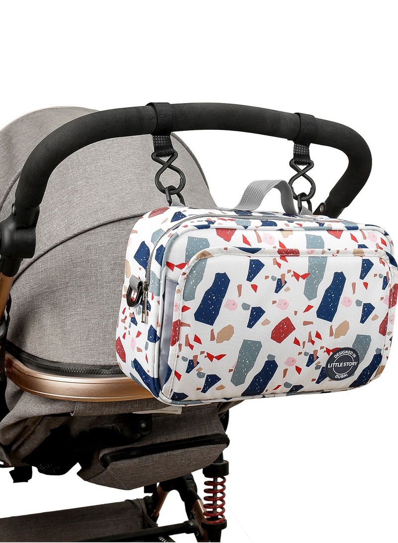 Baby Diaper Changing Clutch Kit With Detachable Shoulder Strap - Geo White
