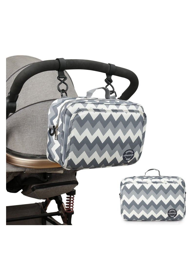 Baby Diaper Changing Clutch Kit With Detachable Shoulder Strap - Wave Grey