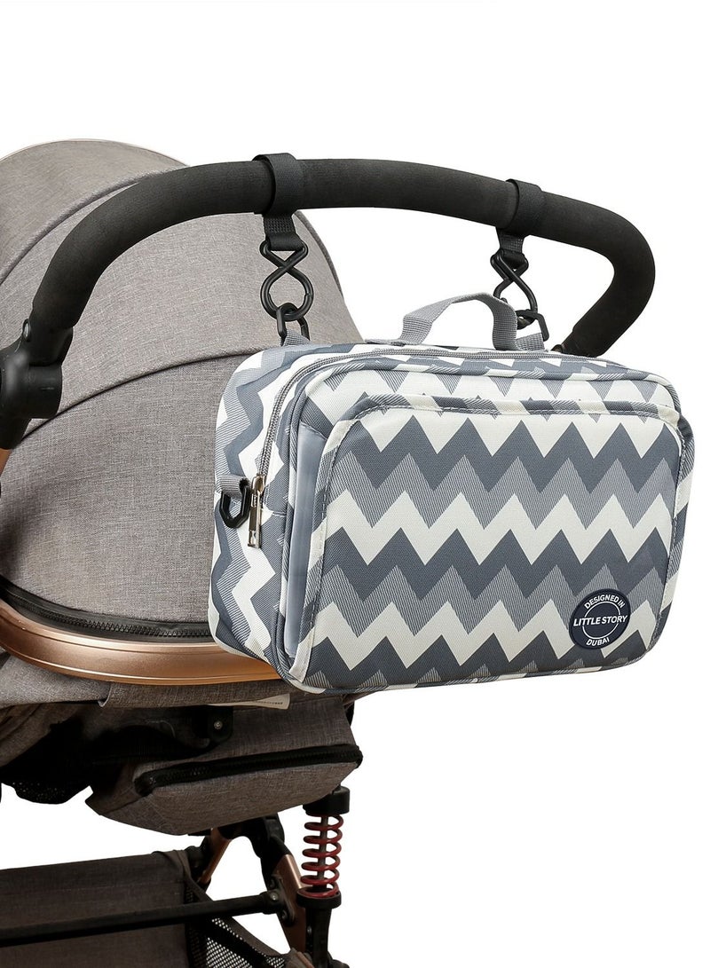 Baby Diaper Changing Clutch Kit With Detachable Shoulder Strap - Wave Grey
