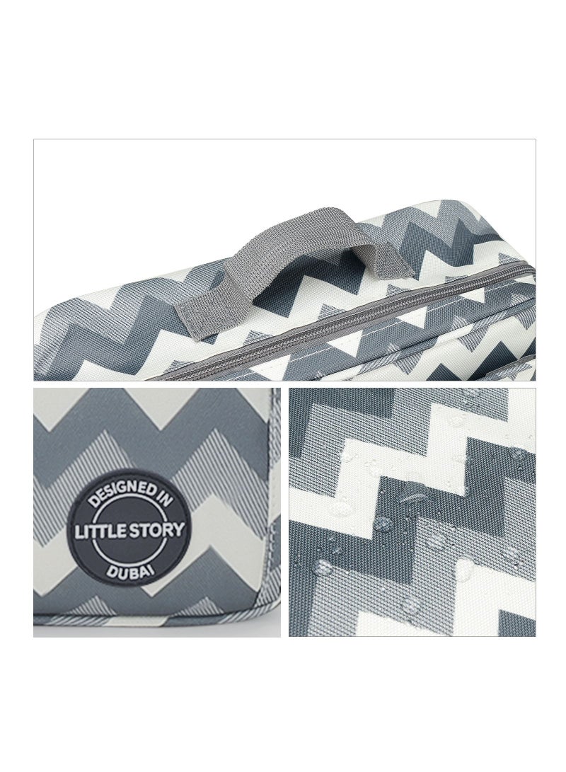 Baby Diaper Changing Clutch Kit With Detachable Shoulder Strap - Wave Grey