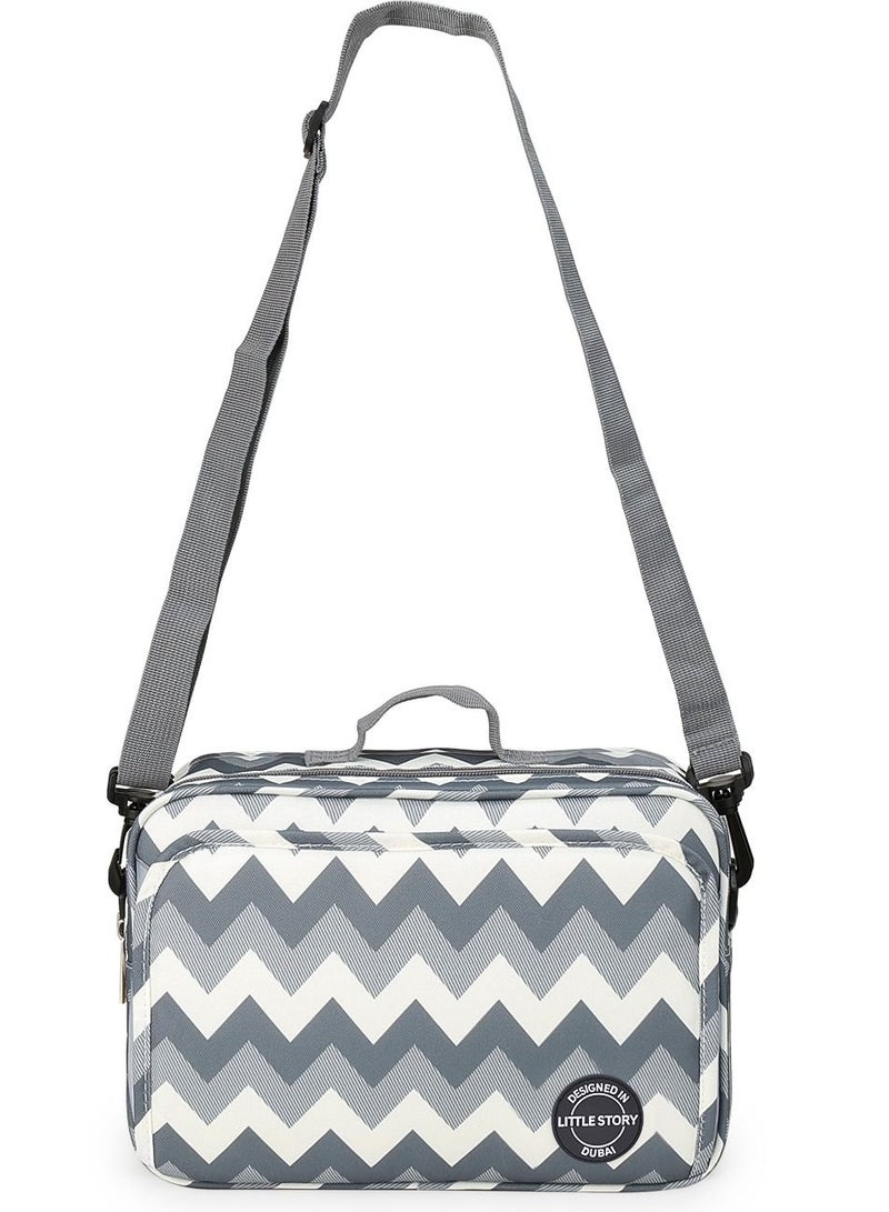 Baby Diaper Changing Clutch Kit With Detachable Shoulder Strap - Wave Grey