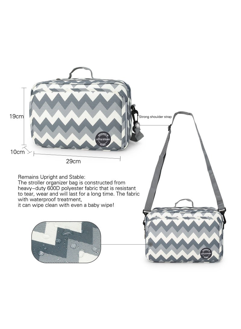 Baby Diaper Changing Clutch Kit With Detachable Shoulder Strap - Wave Grey