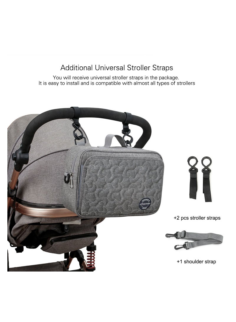 Baby Diaper Changing Clutch Kit With Detachable Shoulder Strap - Quilted Grey